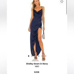NBD Shelby Gown in Navy selling in site right now for 228 perfect condition